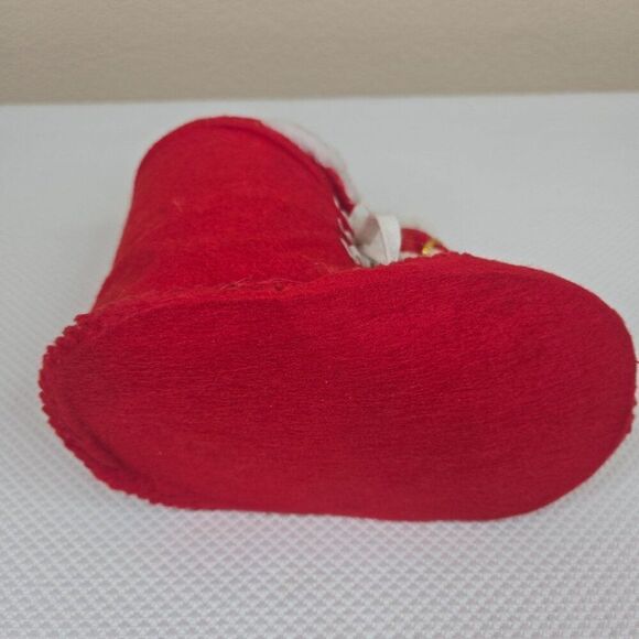 Vintage Mid Century Santa Red Felt Boot Decoration Christmas Kitsch 10" - Picture 7 of 7